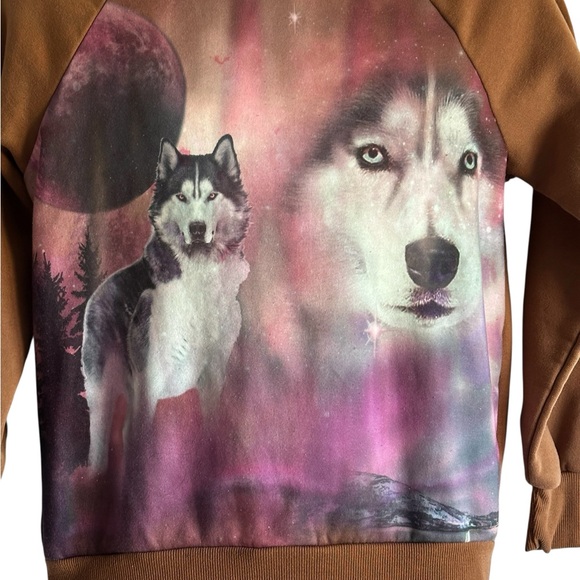 No Boundaries Women’s Graphic Wolf Sweatshirt,Streetwear,Bold Print - Picture 2 of 11